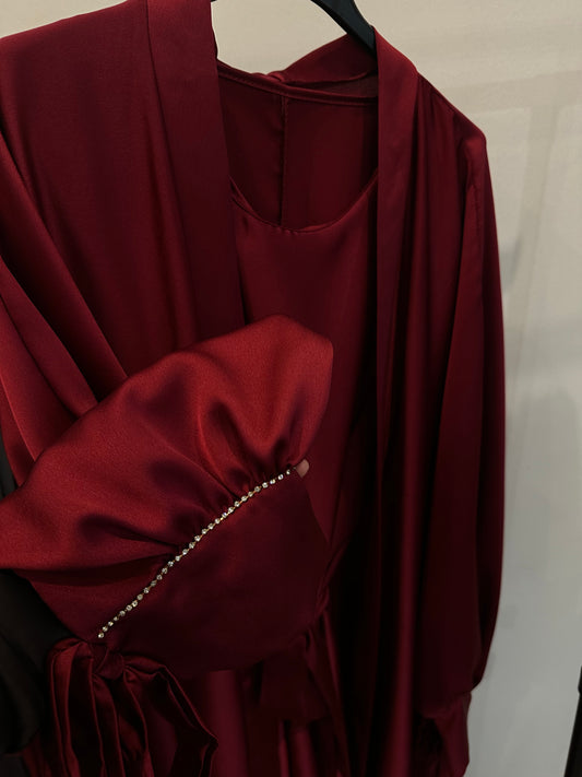 Burgundy abaya 3 Piece set